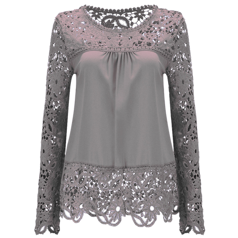 Lace Crochet Chiffon Shirt